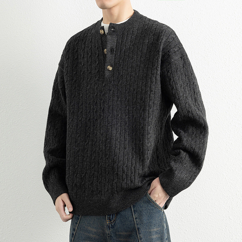 Herren Strickpullover mit Knopfdetails und strukturierter Oberfläche Aliams