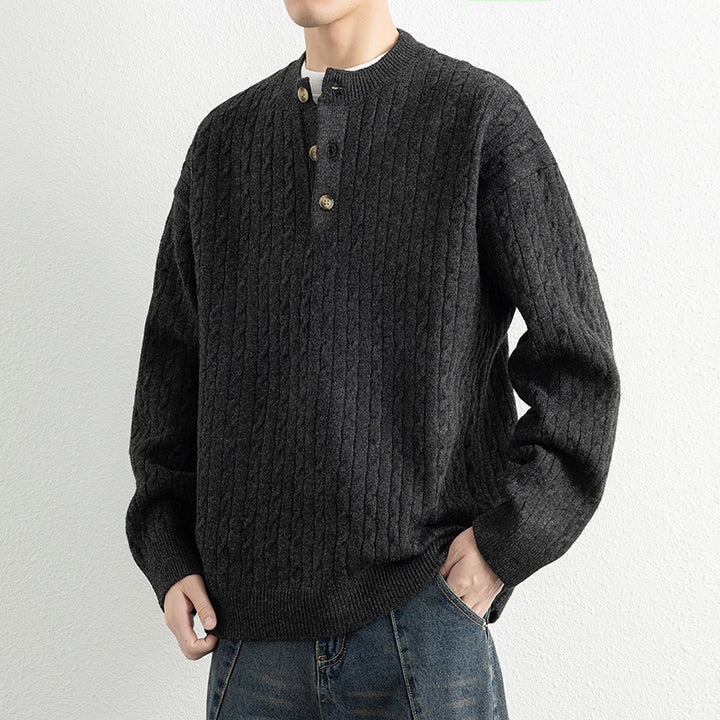 Herren Strickpullover mit Knopfdetails und strukturierter Oberfläche Aliams