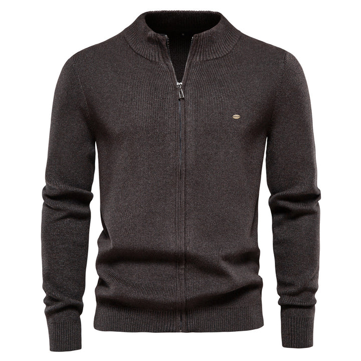 Herren Strickjacke mit modischem Stehkragen und Reißverschluss Aliams