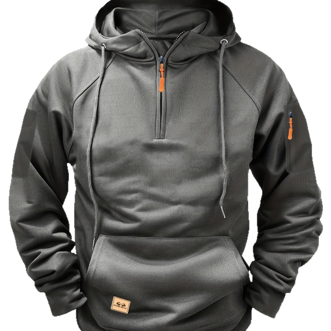 Herren sportlicher Kapuzenpullover mit halbem Reißverschluss und praktischen Seitentaschen Aliams