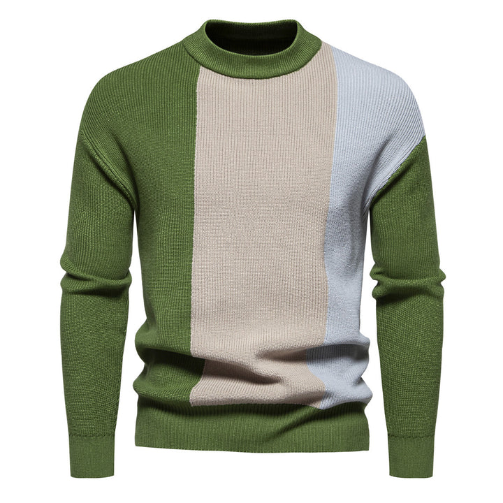 Herren Strickpullover mit modernem Farbblockdesign und hohem Kragen Aliams