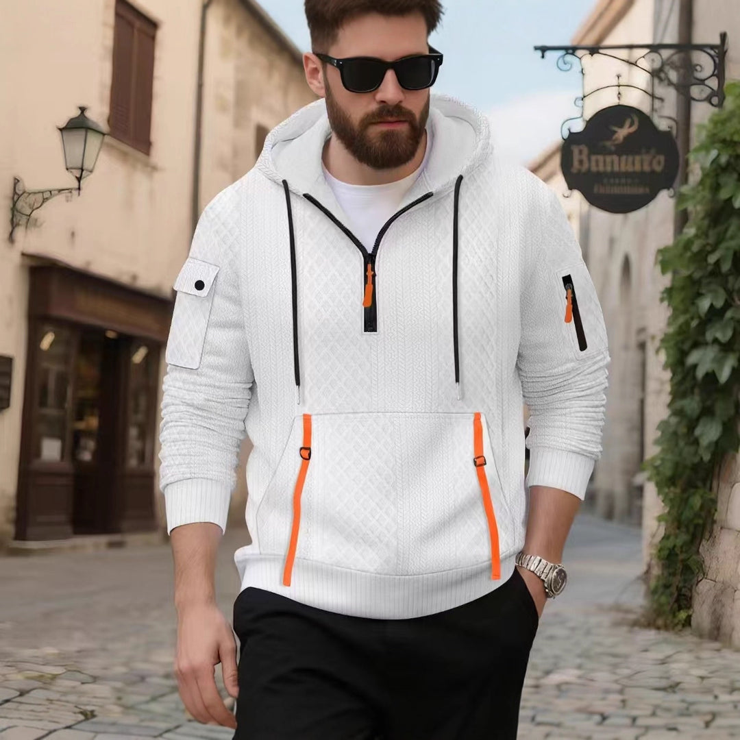 Herren sportlicher Kapuzenpullover mit strukturiertem Design und praktischen Reißverschlusstaschen Aliams