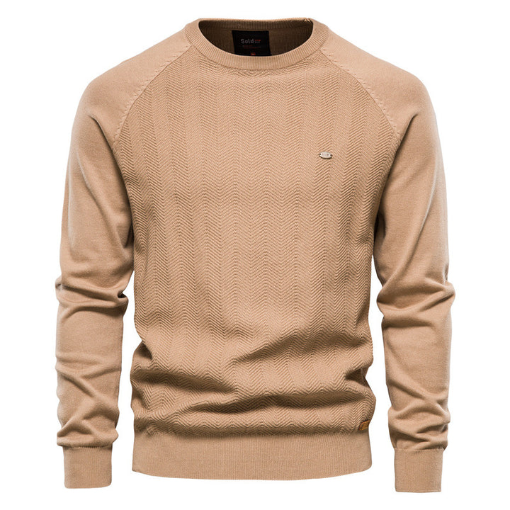 Herren Strickpullover mit elegantem Zickzackmuster und Rundhalsausschnitt Aliams