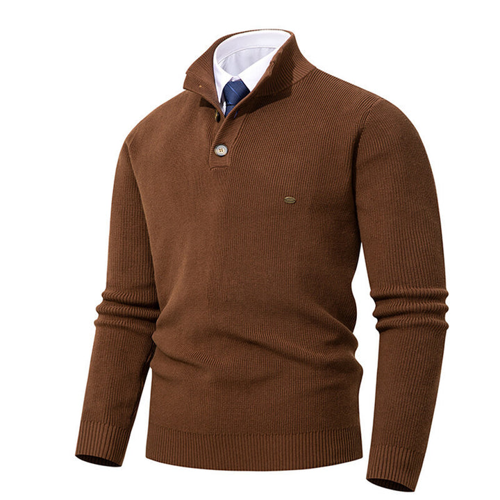 Herren Strickpullover mit Knopfdetails und modernem Stehkragen Aliams