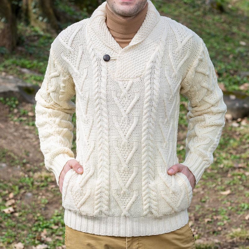Herren Strickpullover mit klassischem Kragen und strukturiertem Muster Aliams