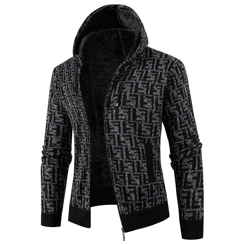 Herren trendige Strickjacke mit modernem Muster Aliams