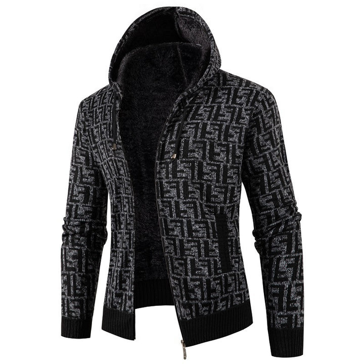 Herren trendige Strickjacke mit modernem Muster Aliams