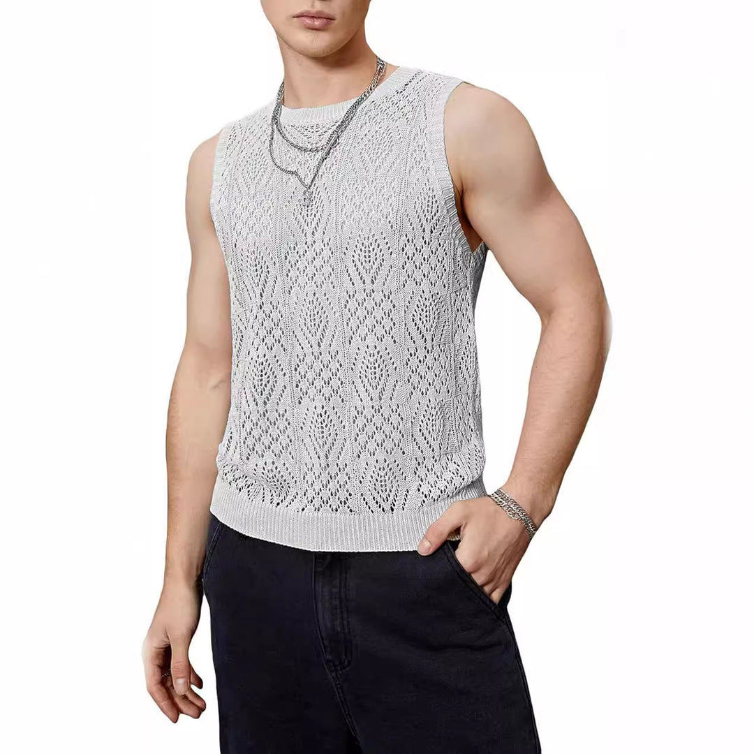 Herren Strickoberteil mit raffiniertem Lochmuster Aliams