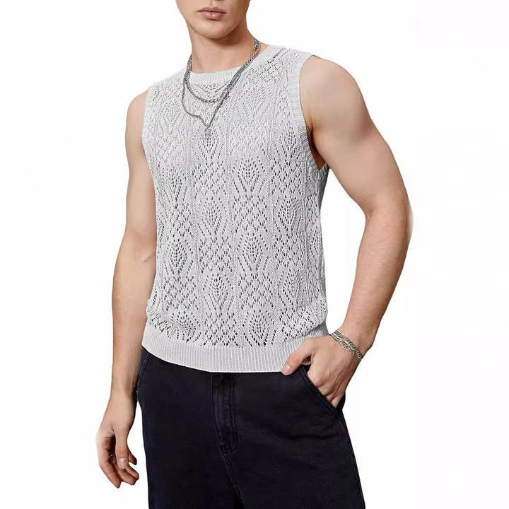 Herren Strickoberteil mit raffiniertem Lochmuster Aliams