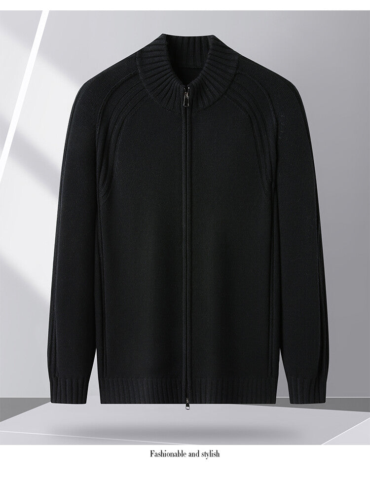 Herren Strickjacke mit Reißverschluss und hohen Kragen Aliams