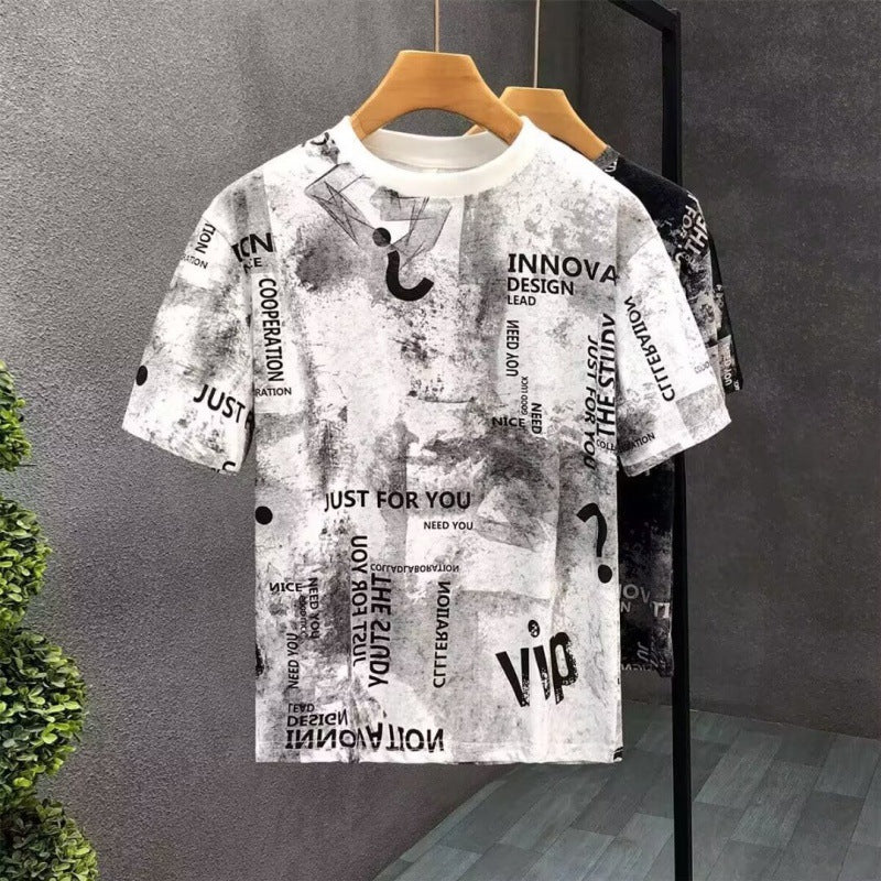 Herren T-Shirt mit kreativem Druckdesign und lockerer Passform Aliams