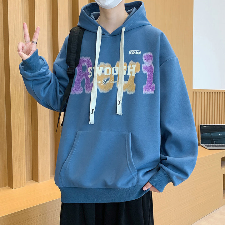 Unisex Oversized Kapuzenpullover mit kreativem Schriftzug Aliams