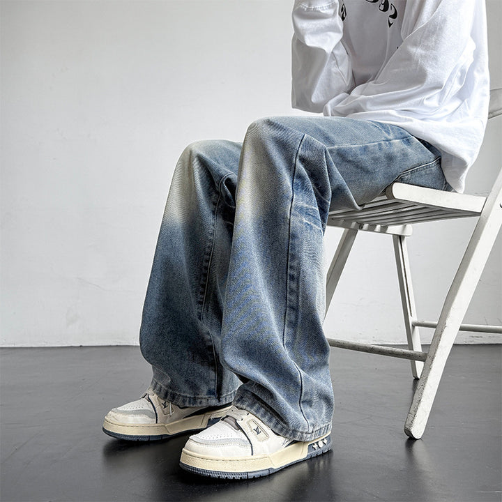 Herren weite Denim-Jeans mit einzigartiger Waschung Aliams