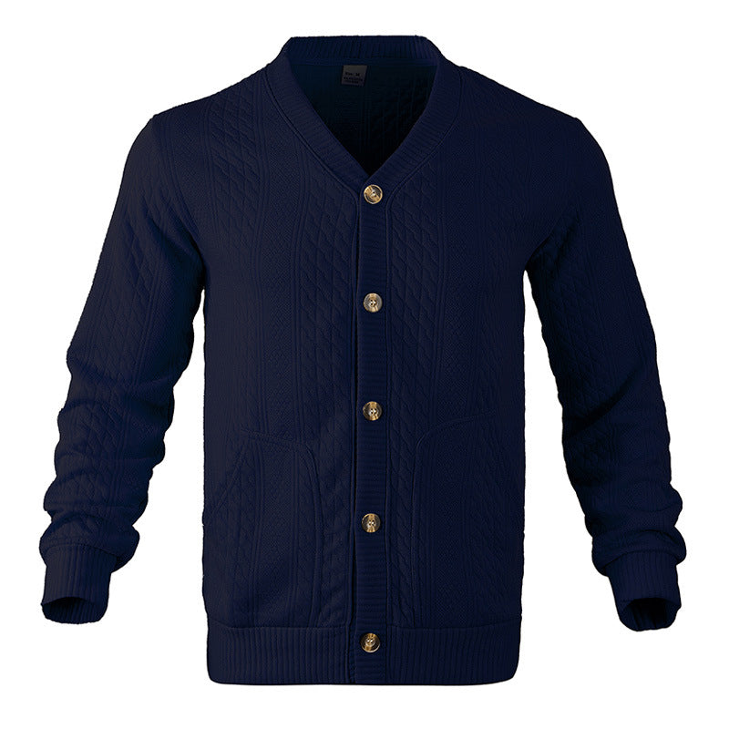 Herren Strickjacke mit V-Ausschnitt und praktischen Taschen Aliams