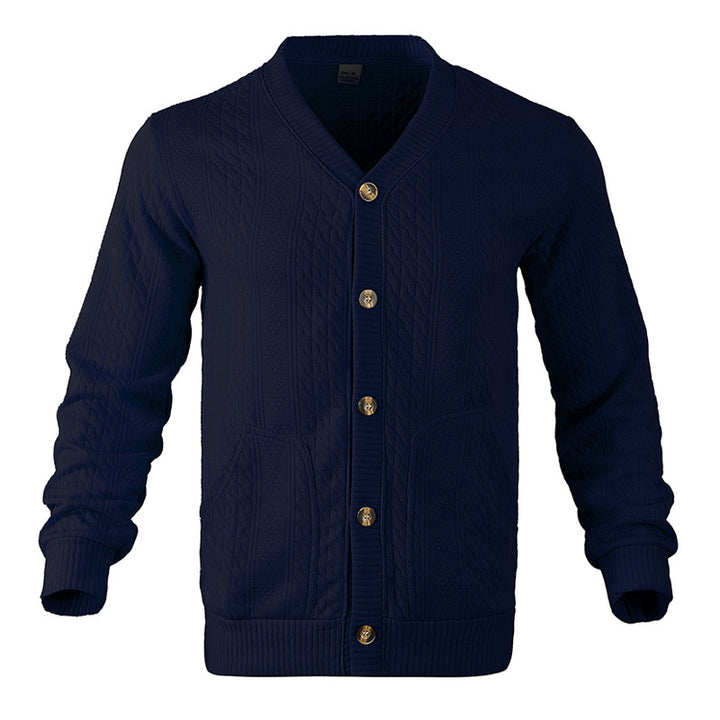 Herren Strickjacke mit V-Ausschnitt und praktischen Taschen Aliams