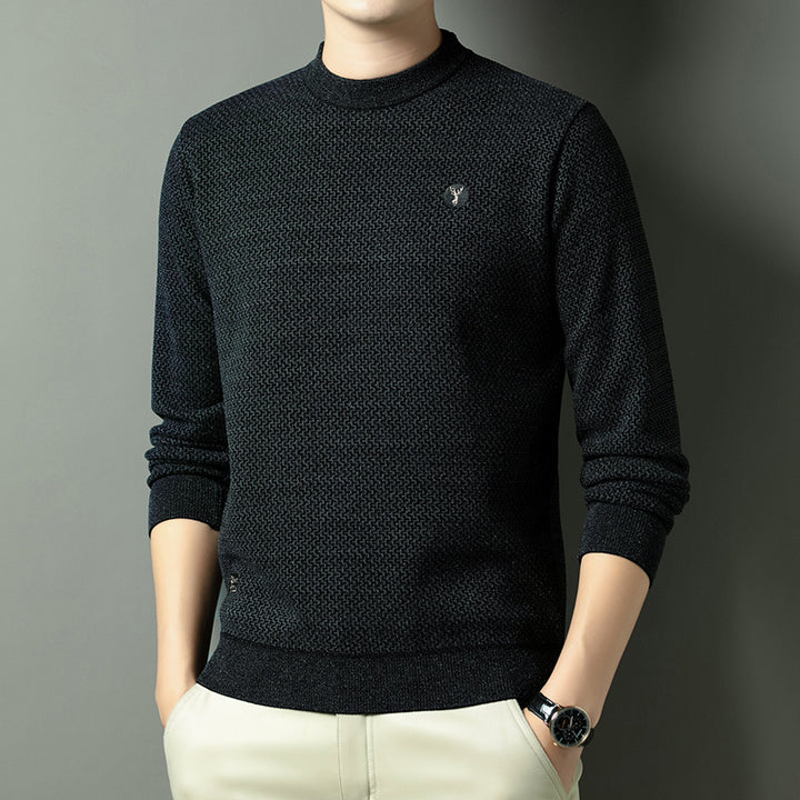 Herren Strukturierter Pullover mit Rundhalsausschnitt und hochwertiger Stricktextur Aliams