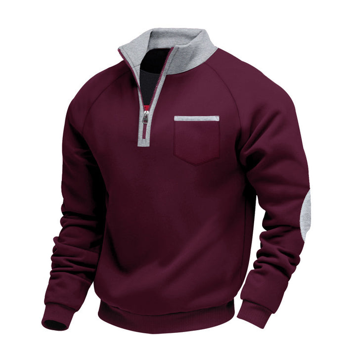 Herren sportlicher Pullover mit halbem Reißverschluss und modernen Kontrastdetails Aliams