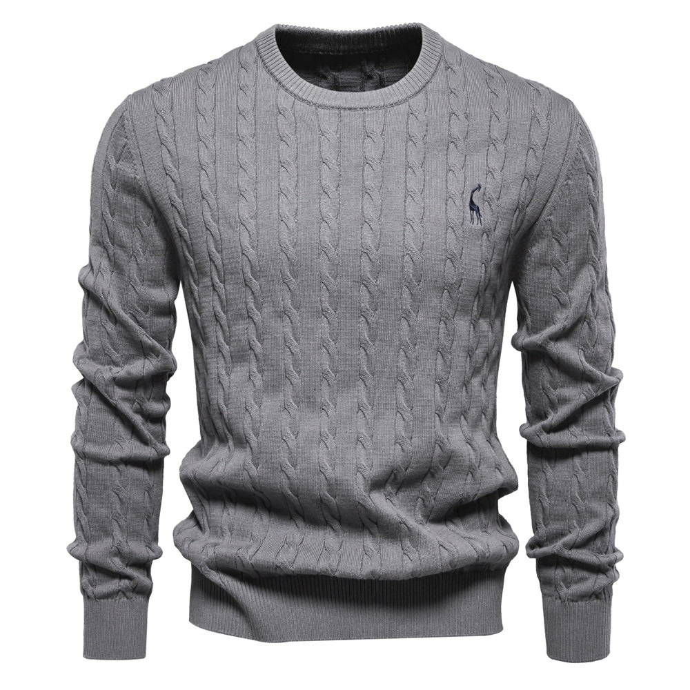 Herren Strickpullover mit Zopfmuster und Rundhalsausschnitt Aliams