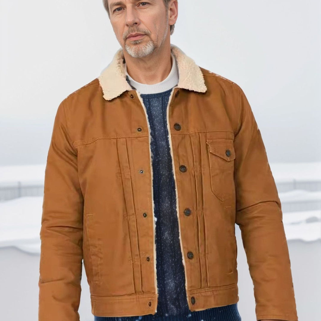 Herren Winterjacke aus strapazierfähigem Baumwollmaterial mit Teddyfutter und praktischen Taschen Aliams