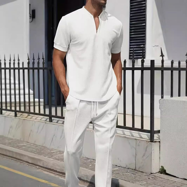 Herren sportliches Zweiteiler-Outfit mit modernem Reißverschluss und atmungsaktiven Materialien Aliams