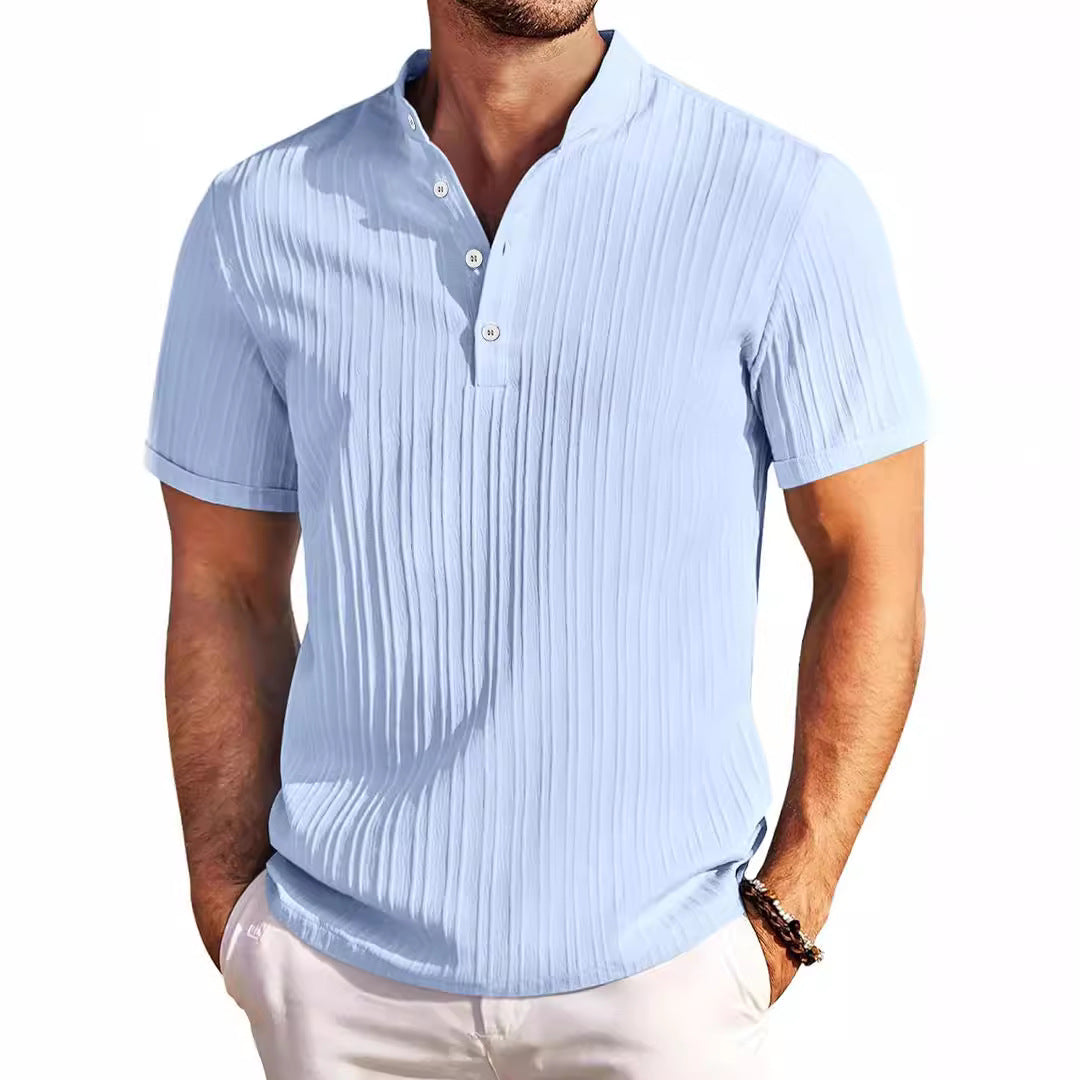 Herren Struktur Kurzarm Henley-Shirt Aliams