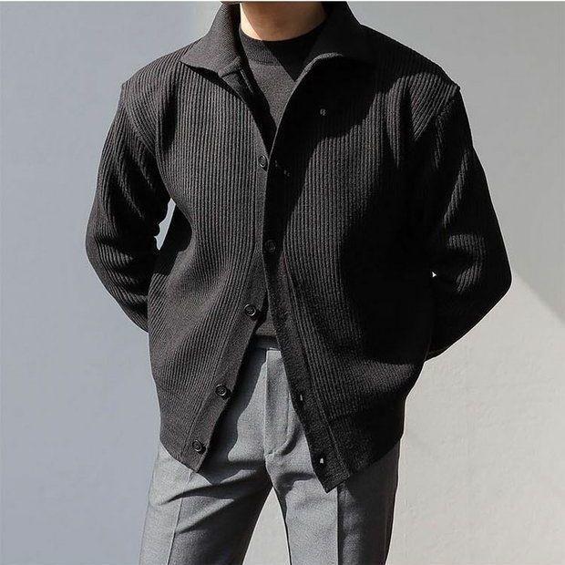 Herren Strukturierte Button-Down-Jacke Aliams
