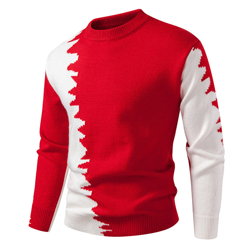 Herren Strickpullover mit kreativem Farbverlauf und klassischem Rundhalsausschnitt Aliams