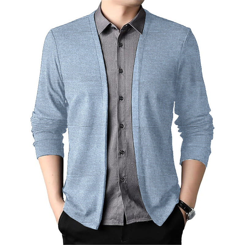 Herren strukturierter Cardigan mit offenen Kanten Aliams