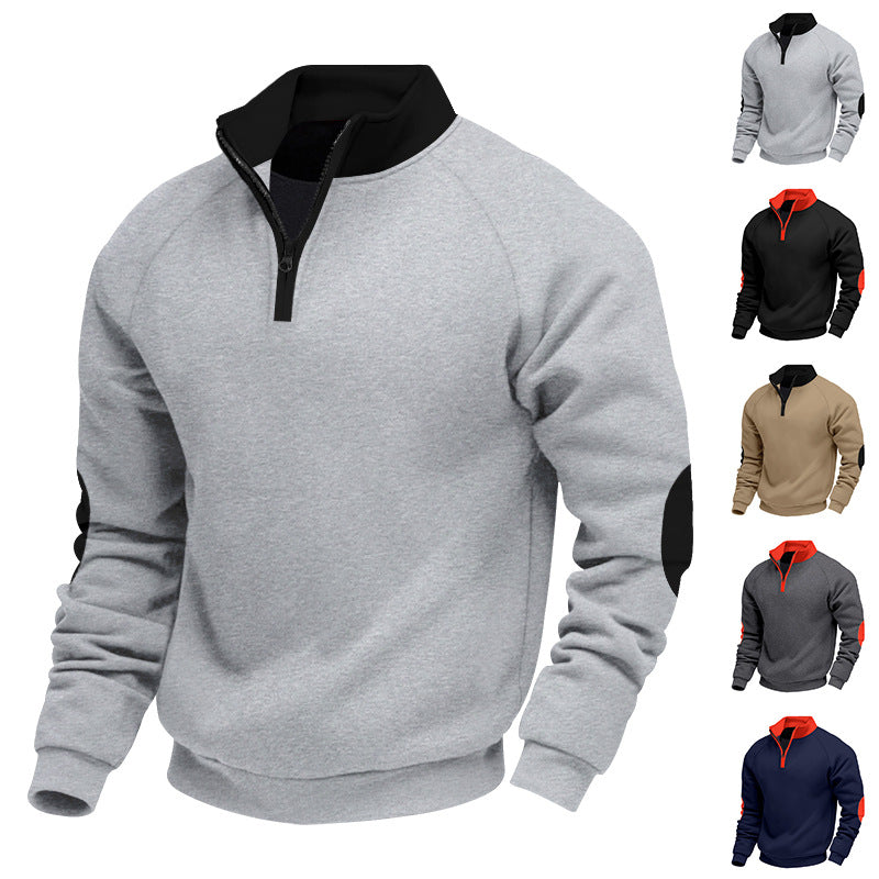 Herren sportlicher Pullover mit innovativem Reißverschluss und Kontrastarmdetails Aliams