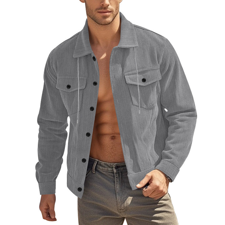 Herren strukturierte Fleecejacke mit zwei Brusttaschen und durchgehendem Reißverschluss Aliams