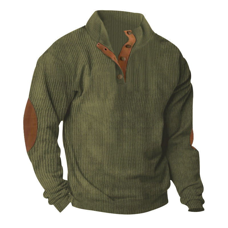 Herren Strukturierter Pullover mit modischen Lederapplikationen Aliams