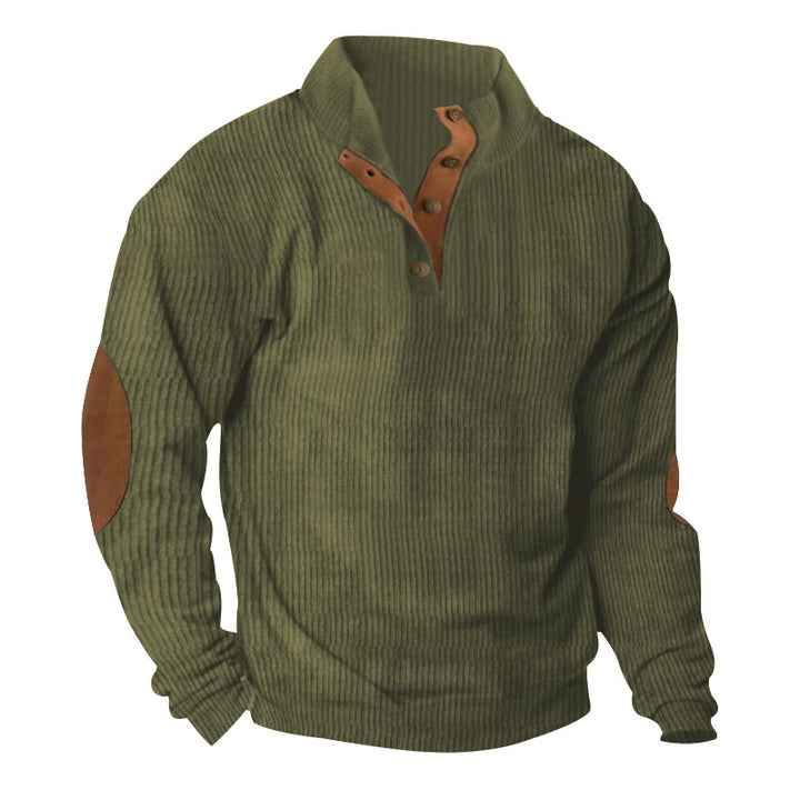 Herren Strukturierter Pullover mit modischen Lederapplikationen Aliams
