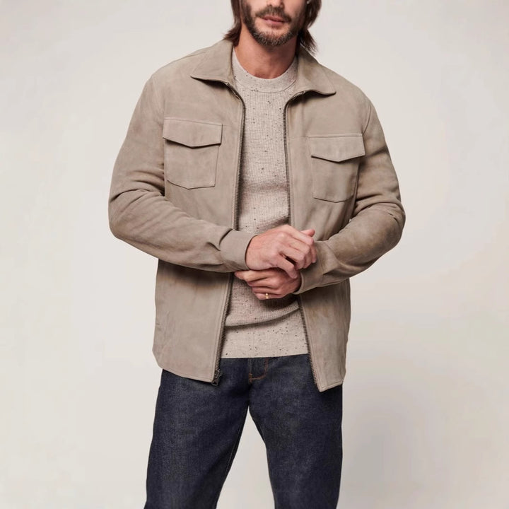 Herren Wildlederjacke mit praktischen Pattentaschen und elegantem Schnitt Aliams