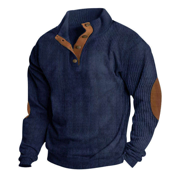 Herren Strukturierter Pullover mit modischen Lederapplikationen Aliams