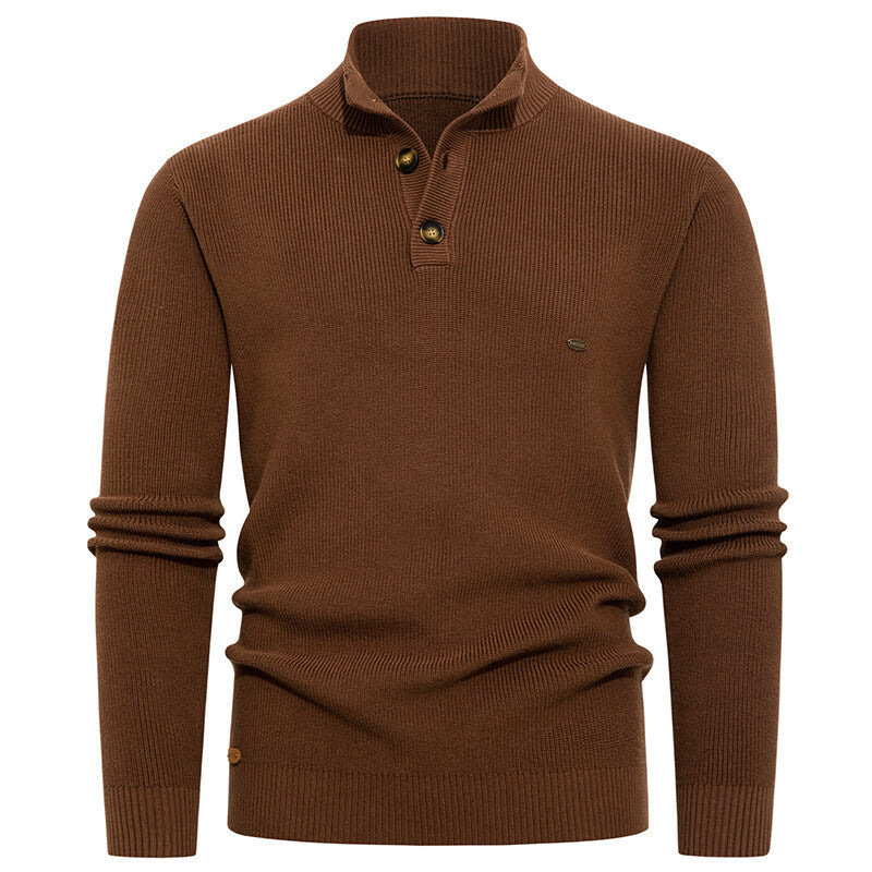 Herren Strickpullover mit Knopfdetails und modernem Stehkragen Aliams