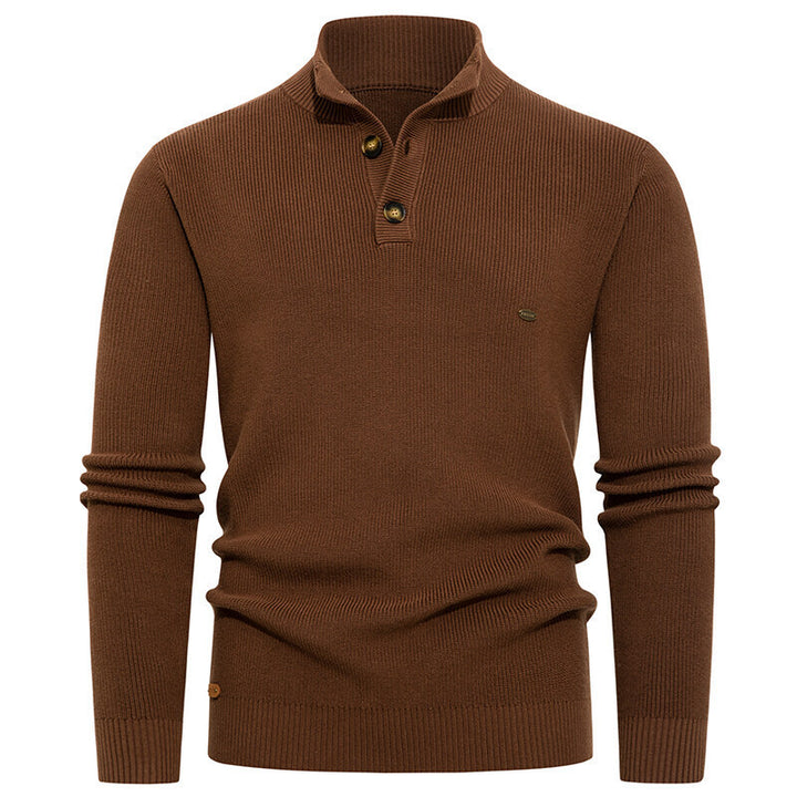 Herren Strickpullover mit Knopfdetails und modernem Stehkragen Aliams