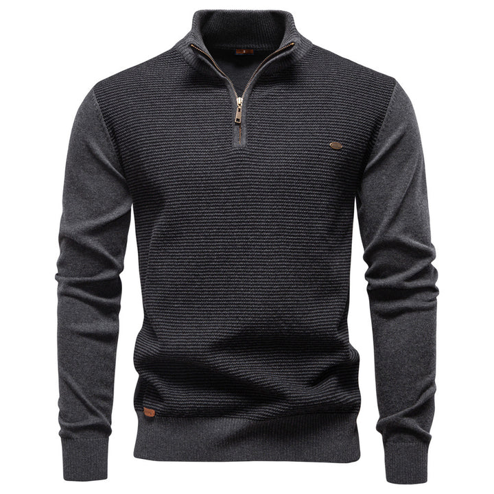 Herren Stehkragenpullover mit strukturiertem Muster Aliams