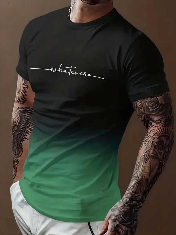 Herren T-Shirt mit modernem Farbverlauf und Palmenstickerei Aliams