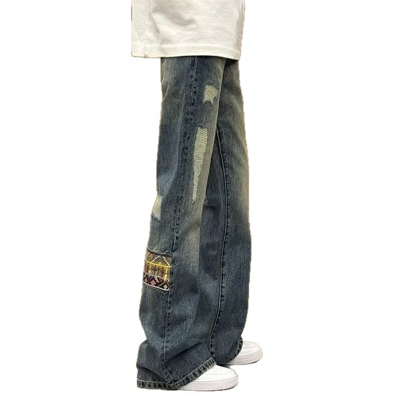 Herren trendige Jeans im lässigen Bootcut-Stil mit einzigartigen Applikationen Aliams
