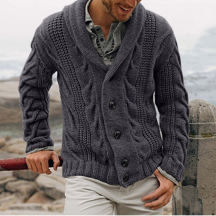 Herren Strickjacke mit modischem Zopfmuster und praktischen Taschen Aliams