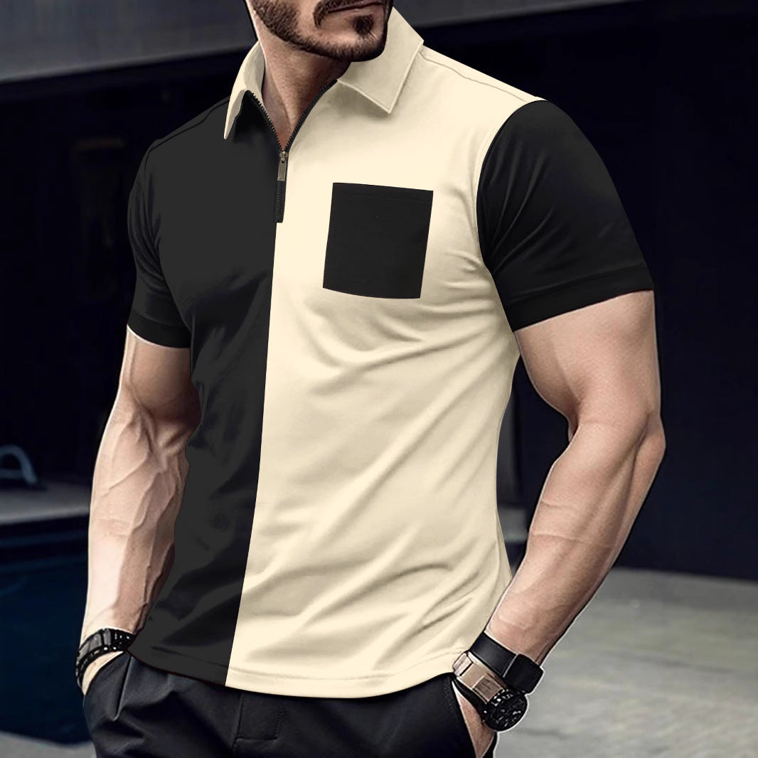 Herren sportliches Kurzarm-Oberteil mit Reißverschluss und stylishem Design Aliams