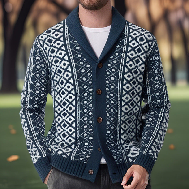Herren Strickjacke mit traditionellem nordischem Muster Aliams