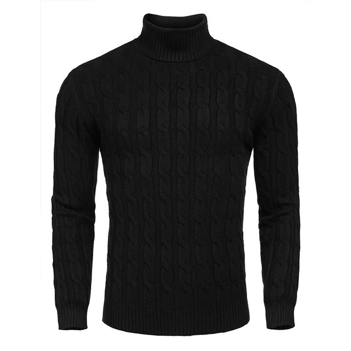 Herren Strickpullover mit hohem Kragen und Zopfmuster Aliams