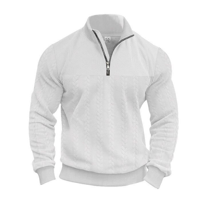 Herren strukturierter Pullover mit halbem Reißverschluss Aliams