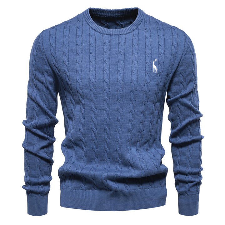 Herren Strickpullover mit Zopfmuster und Rundhalsausschnitt Aliams