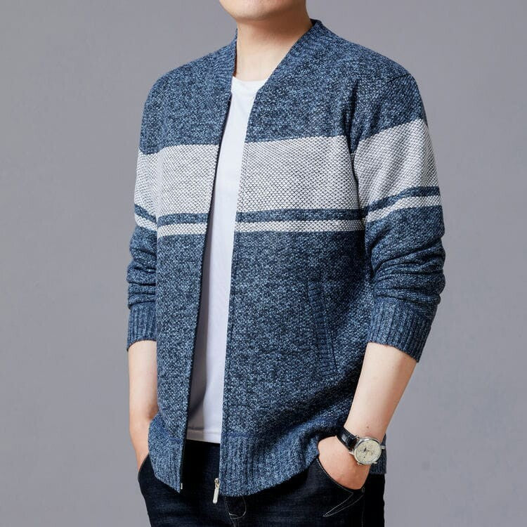Herren Strickjacke mit modernem Zipper und strukturiertem Design Aliams