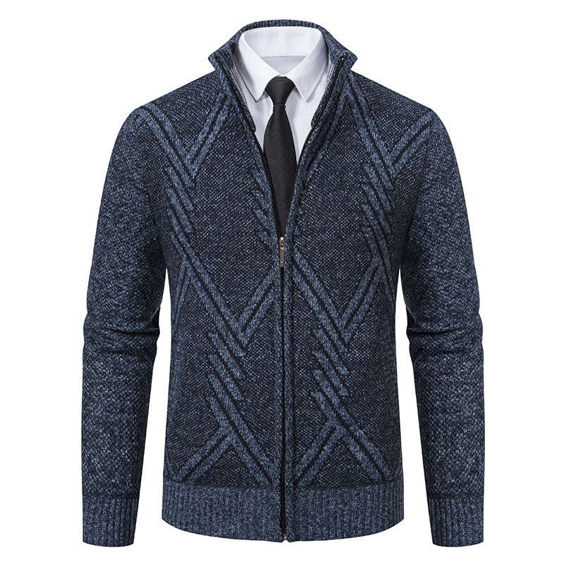 Herren Strickjacke mit modernen geometrischen Mustern Aliams