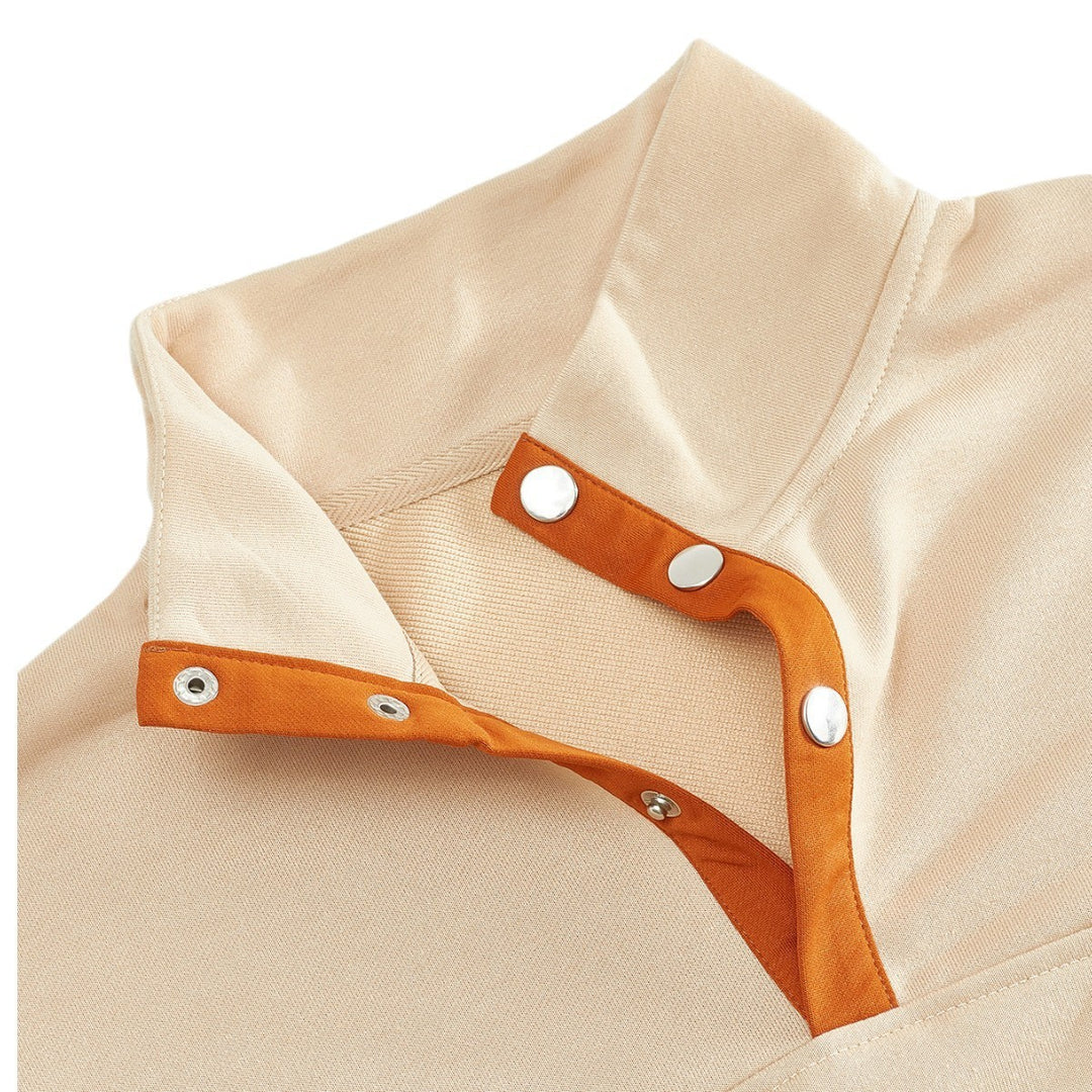 Herren Stehkragen Pullover mit Lederdetails Aliams