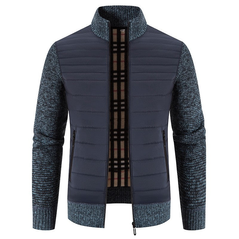 Herren Steppjacke mit modernem Strickärmeln und hohem Kragen Aliams