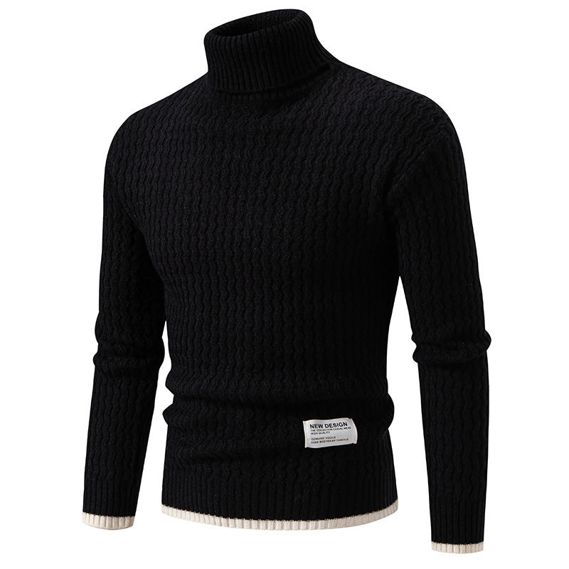 Herren Strickpullover mit hohem Kragen und strukturiertem Zopfmuster Aliams